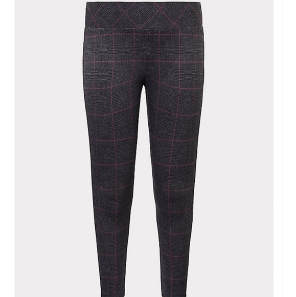 TORRID OOR gray pink plaid knit 'pixie' NWT M/L PANTS ONLY - Picture 2 of 4